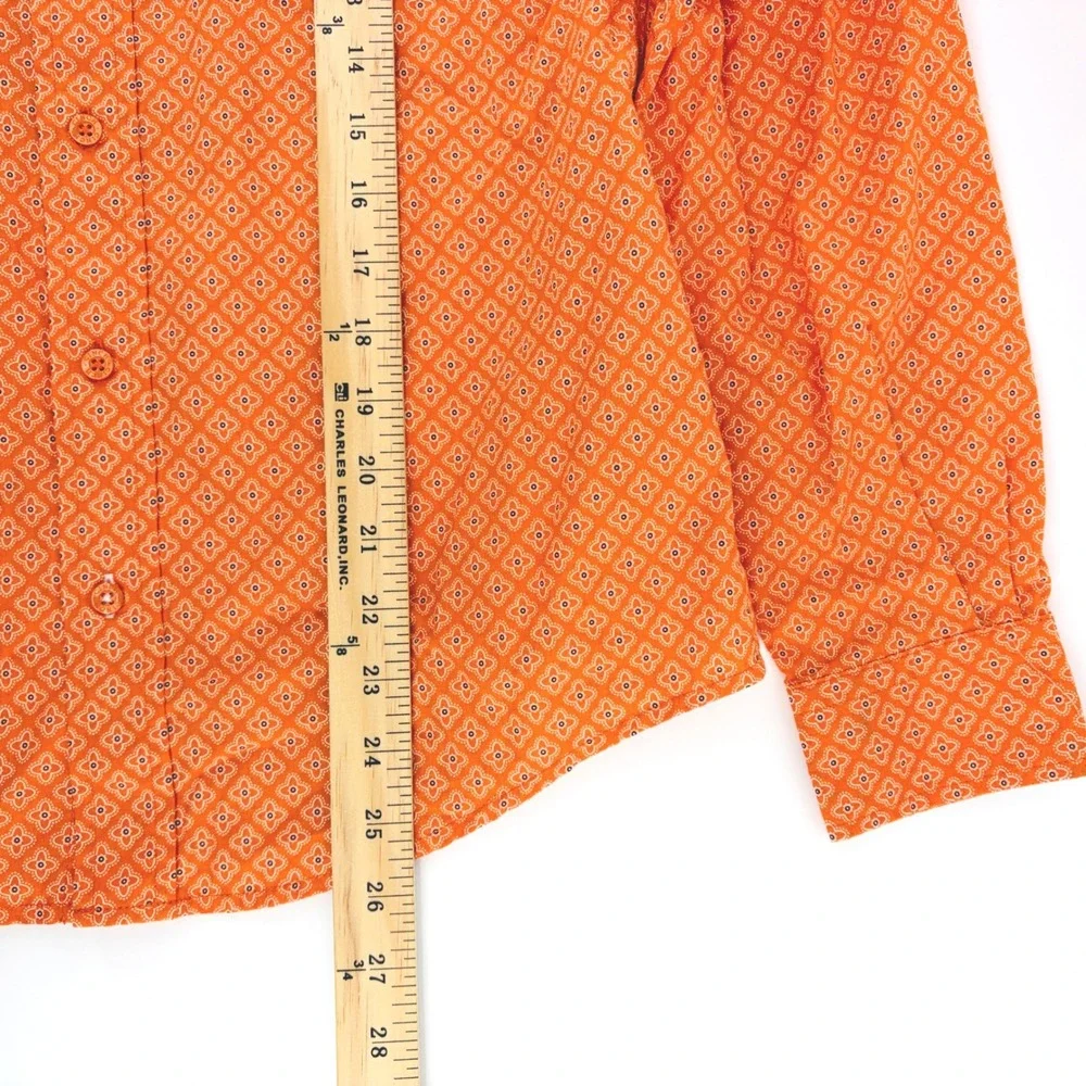 Cinch Shirt Boys XL 14 Orange Geometric Western Button Down Long Sleeve Cowboy